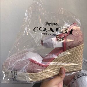 Coach Pink Wedge Sandals